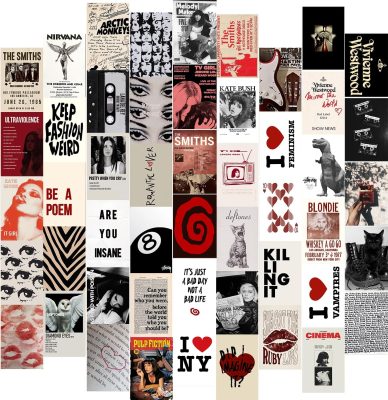 KBKBART 50Pcs Downtown Girl Room Decor, Y2k Wall Art Prints for Bedroom, Coquette Wall Collage Kit for Room Aesthetic, 4"x6" Vintage Photo Collage Kit Pictures, Retro Rockstar Posters Dorm Decor
